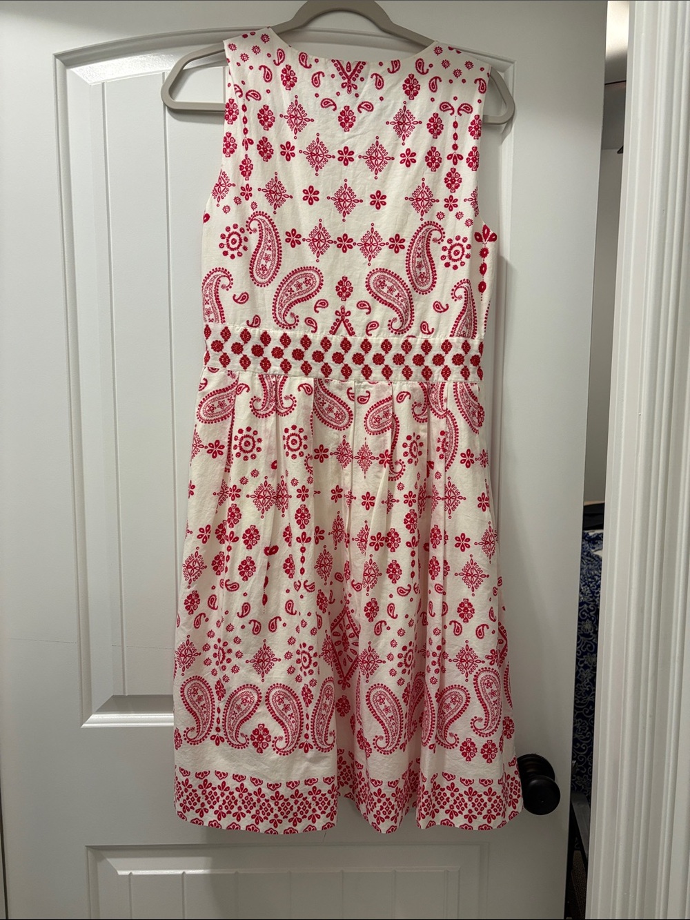 Talbots White Dress with Red Paisley Print - Picture 10 of 12